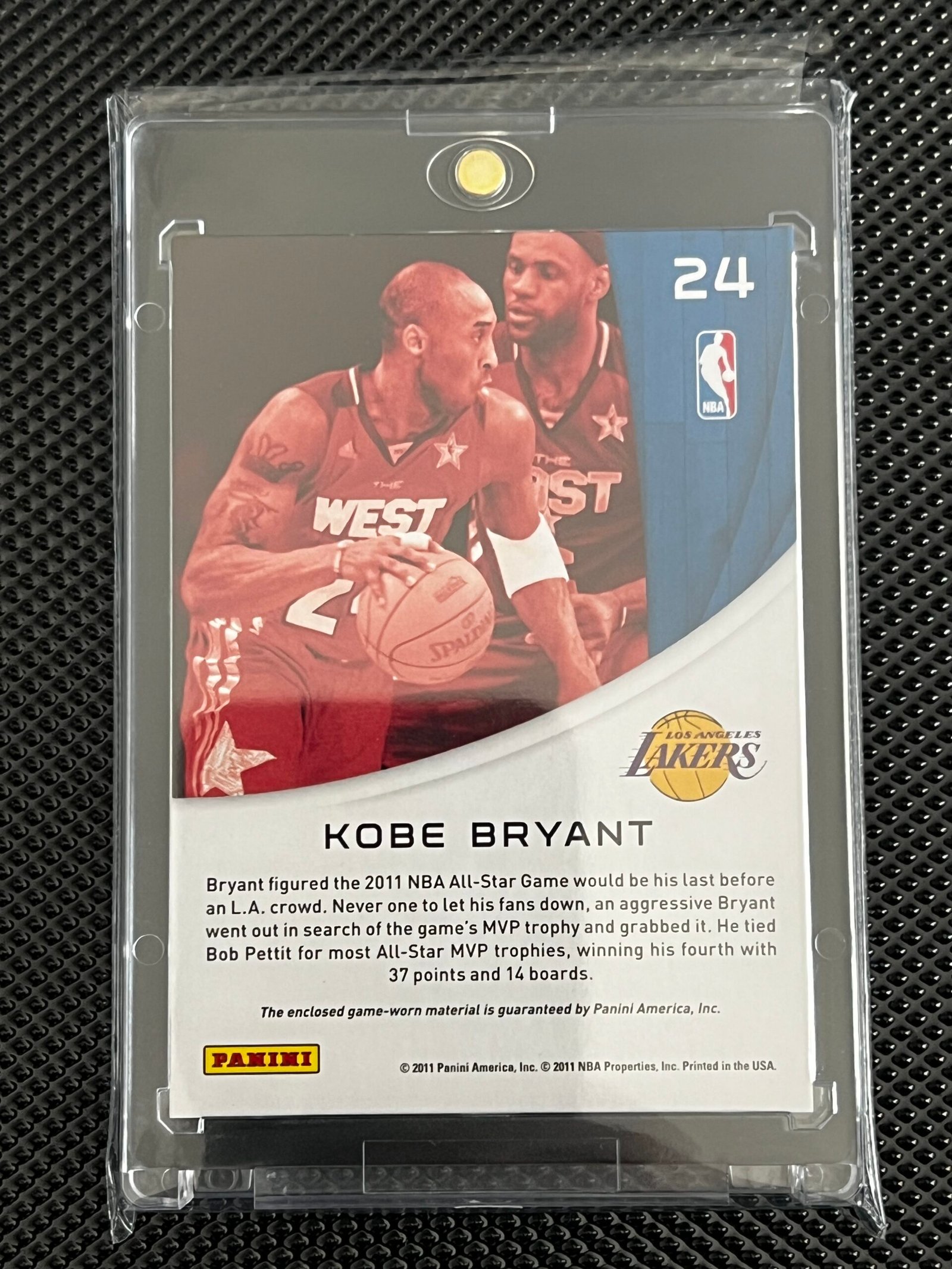 Kobe Bryant 2011 Panini Season All Stars Game Worn Patch Relic