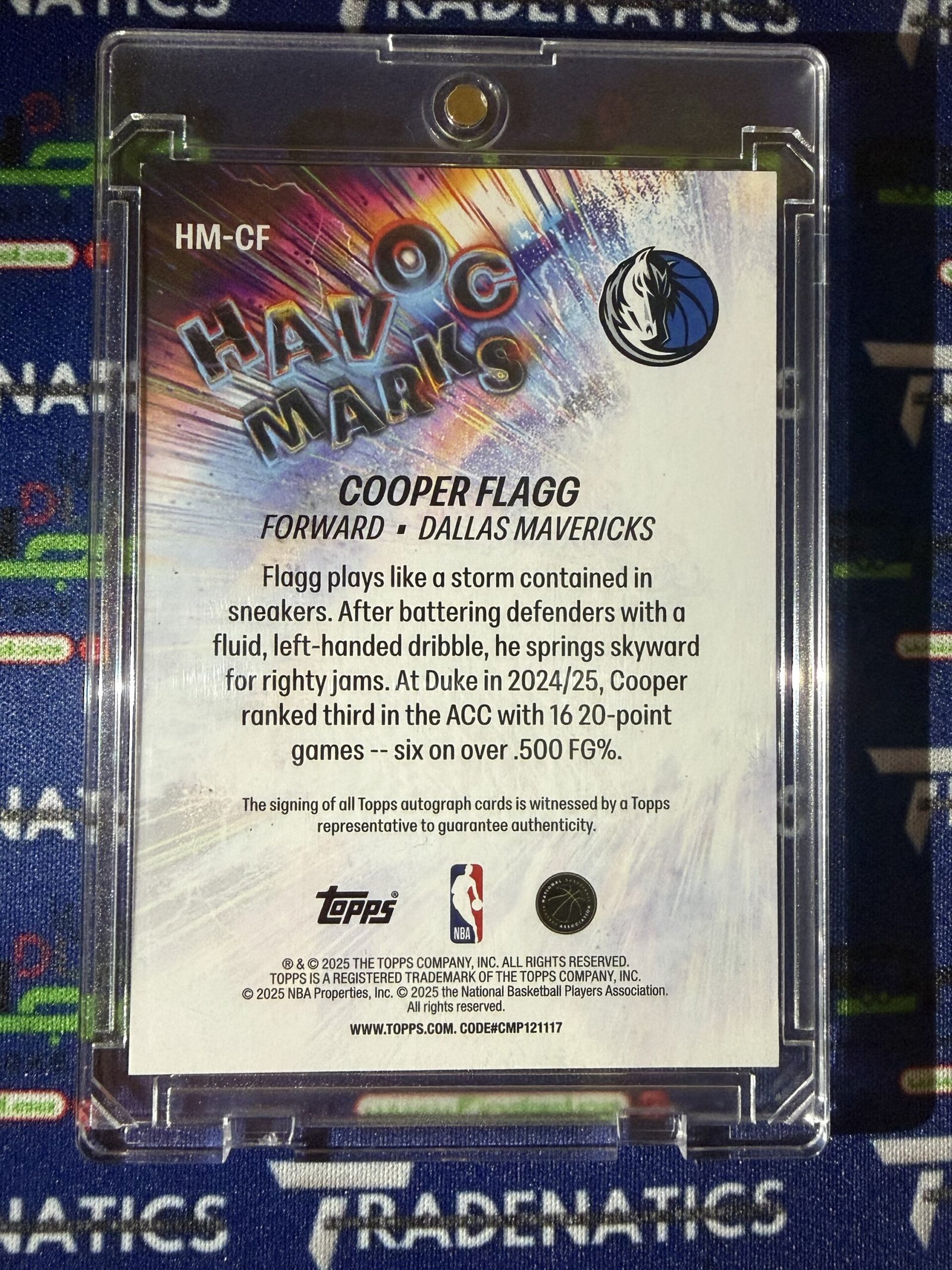 2025-26 Topps Cooper Flagg #HM-CF Havoc Marks Rookie RC Auto Mavericks NBA MVP