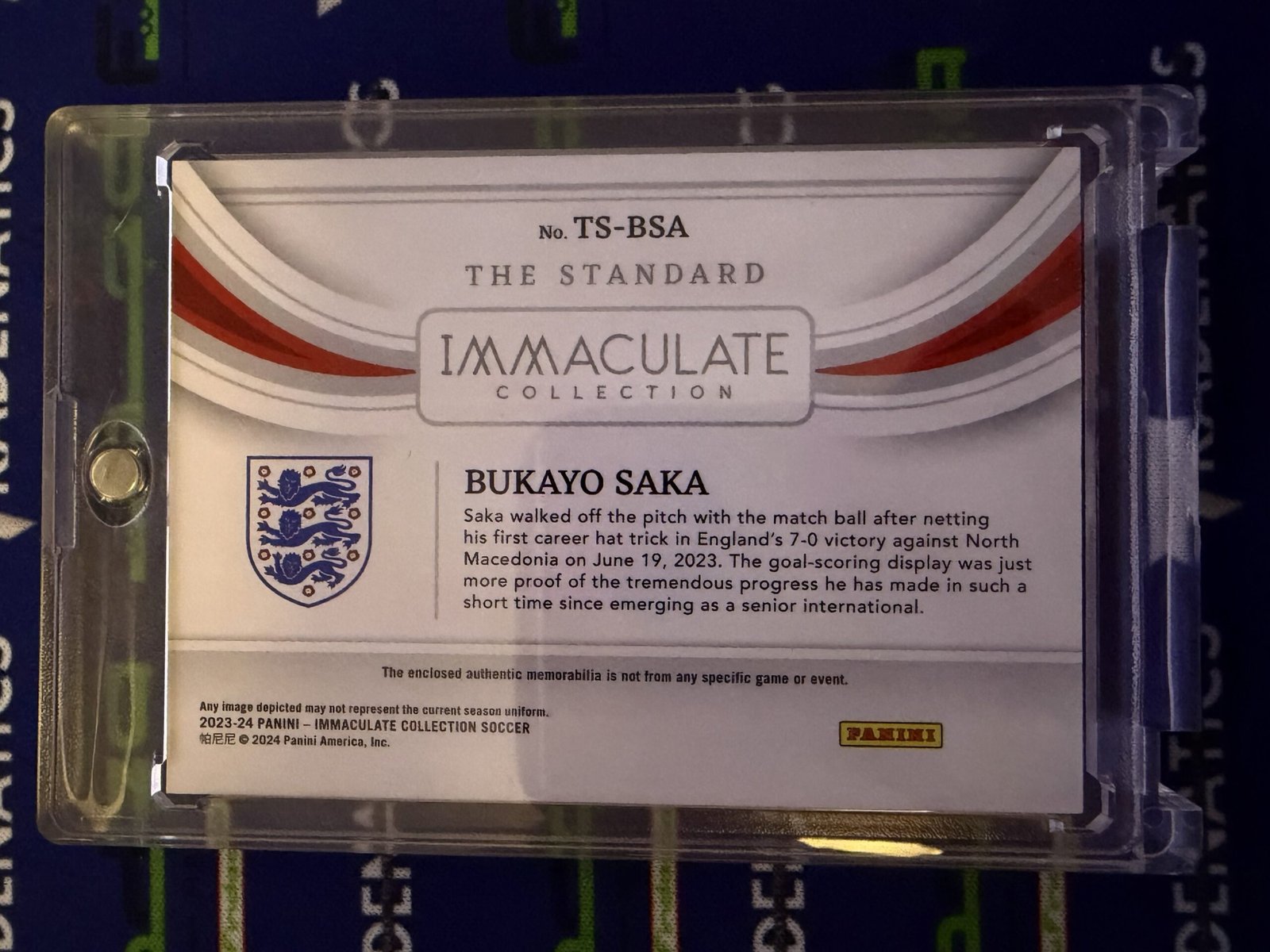 23-24 Panini Immaculate The Standard Memorabilia Patch Bukayo Saka /49 Arsenal