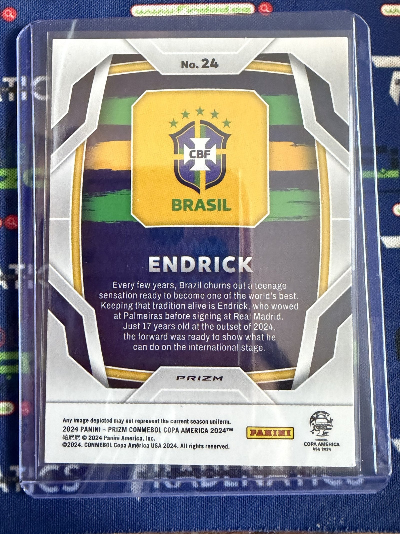 2023/24 Panini Prizm Copa America Silver Refrector Endrick #24 Rookie RC