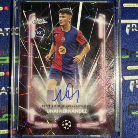 2024-25 Topps Chrome UCC FC Barcelona Unai Hernandez RC Rookie Black Lazer Auto