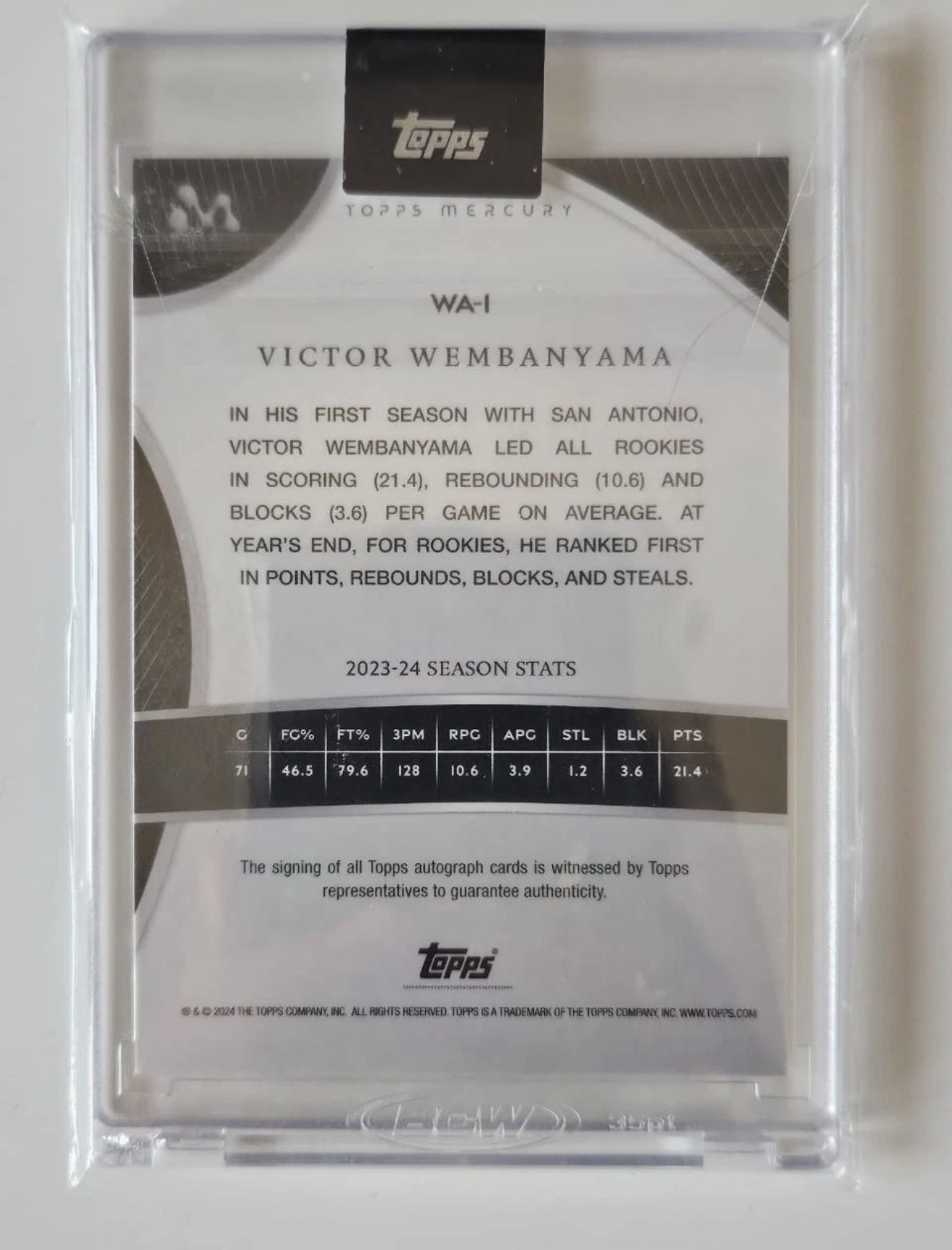 2023-24 Topps Mercury Victor Wembanyama Rookie RC On Card Auto Original Seald Sun Antonia Spurs