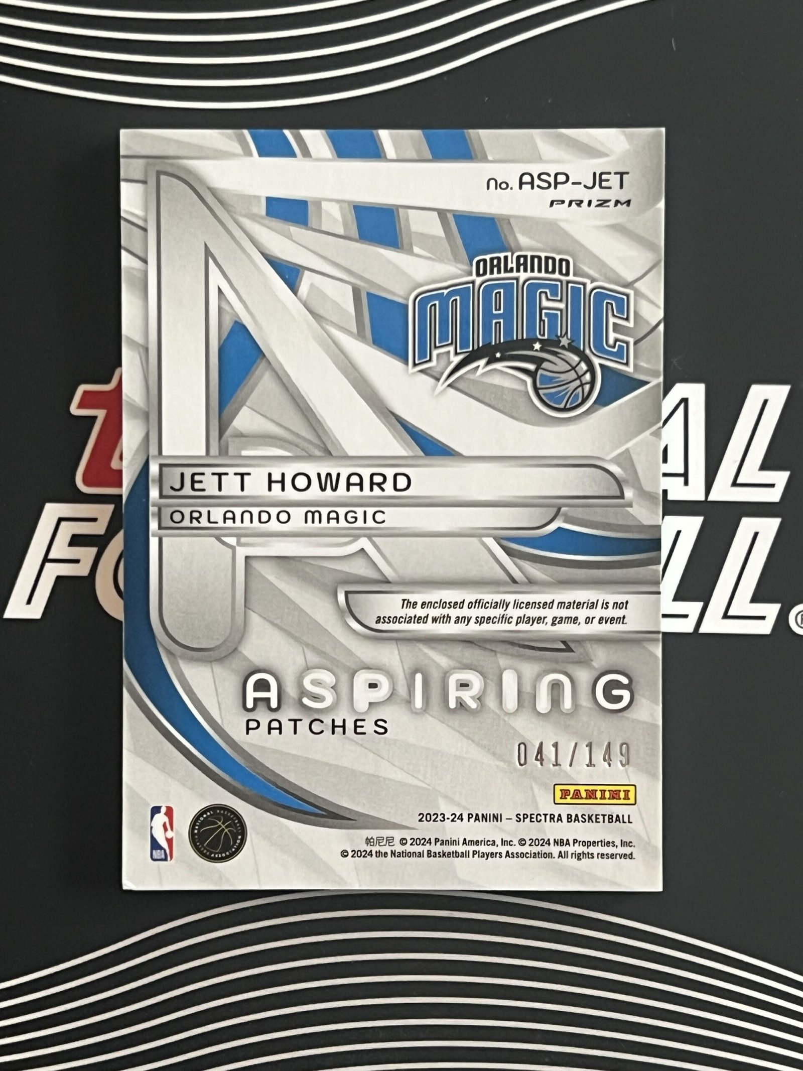 2023-24 Panini Spectra Aspiring Patches Silver #17 Jett Howard Jersey /149
