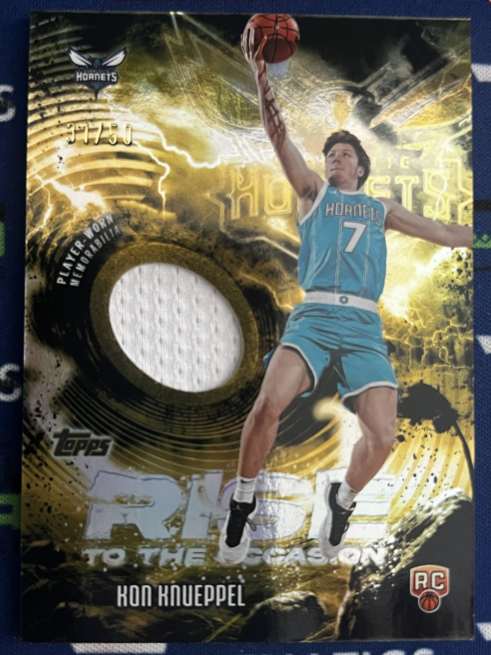 2025-26 Topps Rise to the Occasion Relics Kon Knueppel RC Gold Rainbow /50