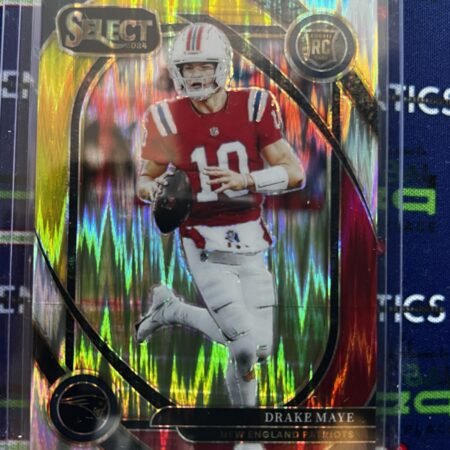 2024 Panini Select - Drake Maye #218 - Rookie RC - Red & Yellow Prizm Shock NFL