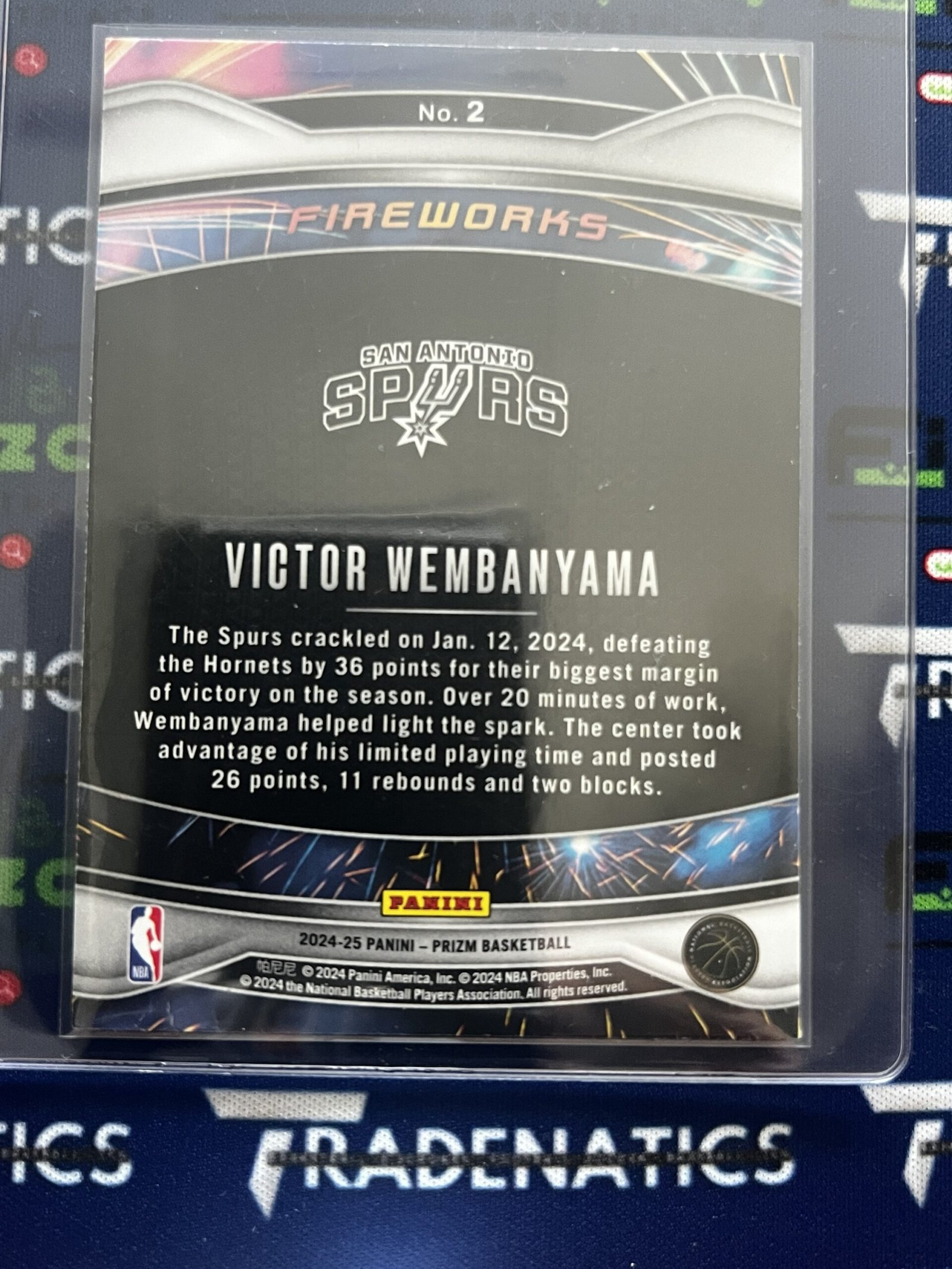 Panini Prizm NBA 2024-25 No. 2 Victor Wembanyama Fireworks Silver Prizm