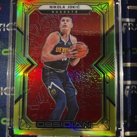 Nikola Jokic 2021-22 Panini Obsidian Red Yellow Green Flood /99 #15 Nuggets NBA