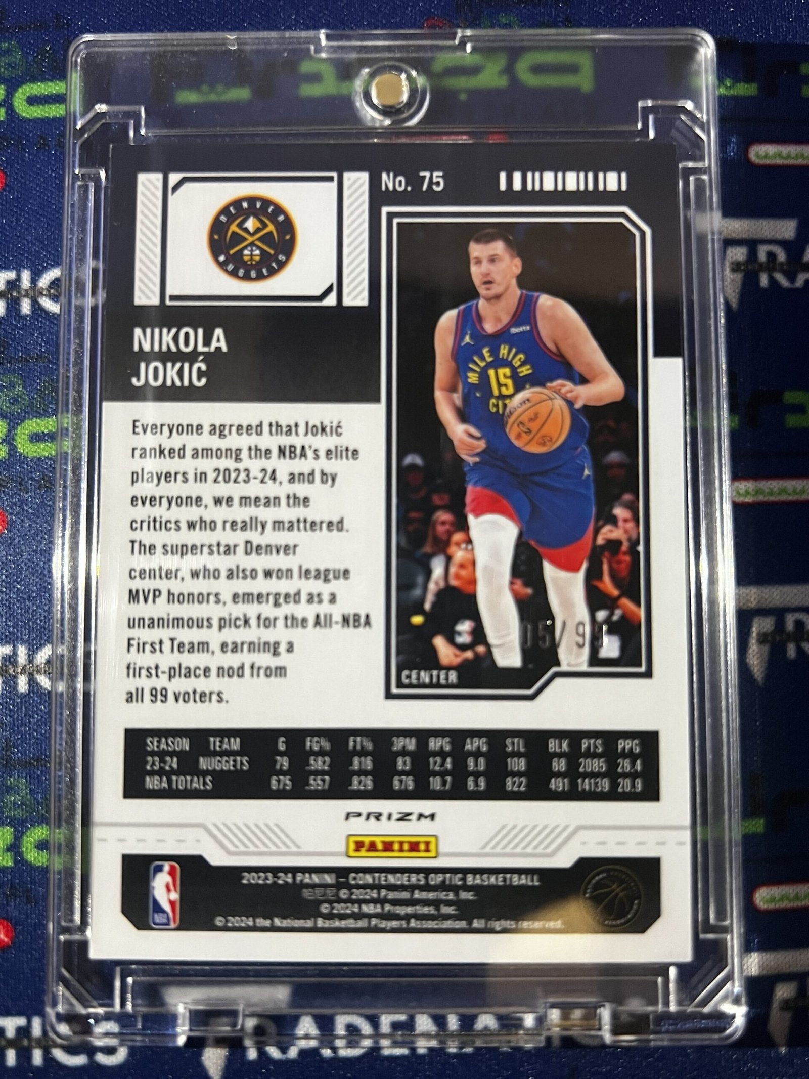 Nikola Jokic 2023-24 Panini Contenders Optic Blue Season Ticket /99 NBA MVP