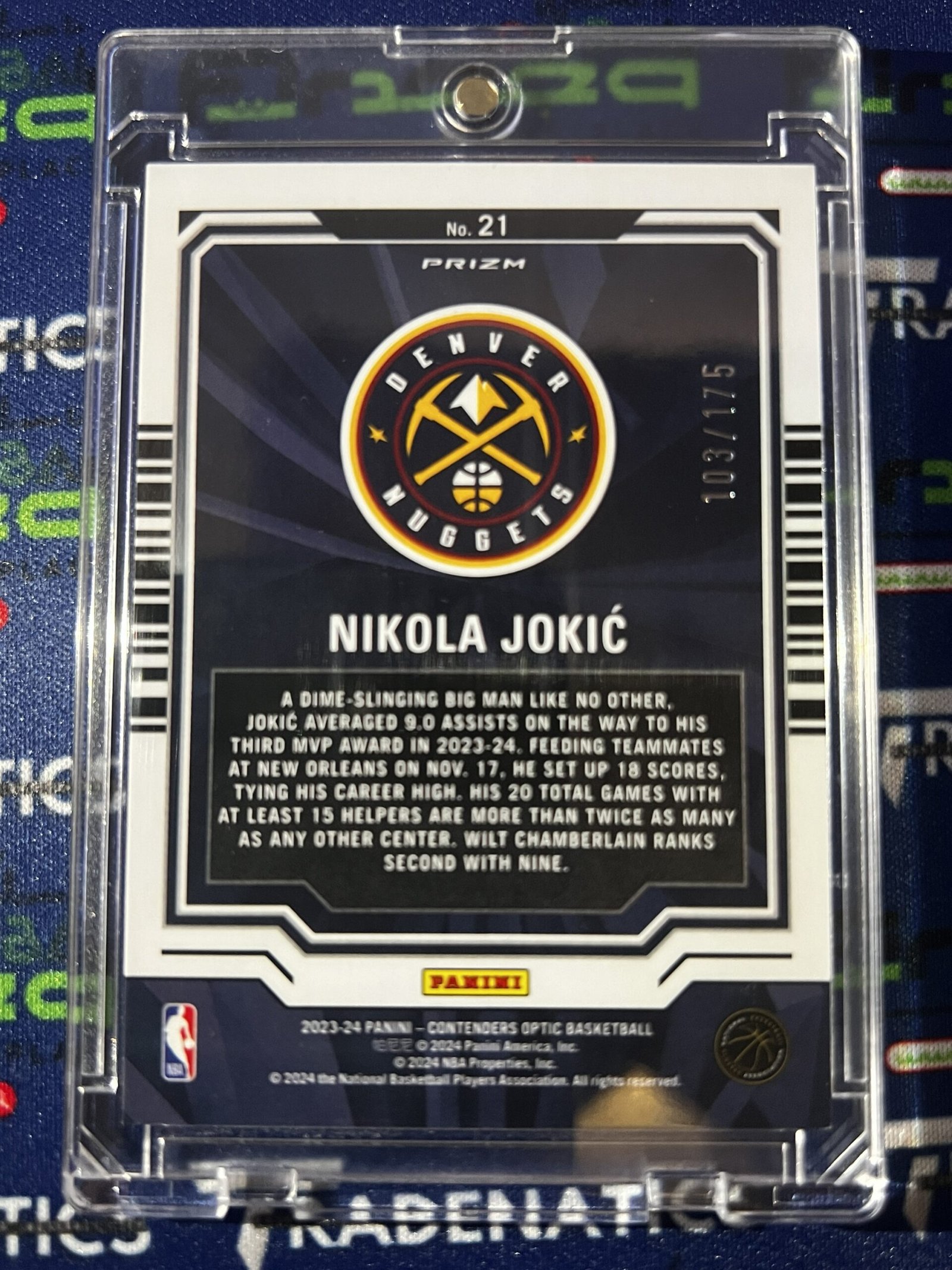 2023/24 Panini Contenders Optic Basketball Nikola Jokic Numbers Game Ice /175