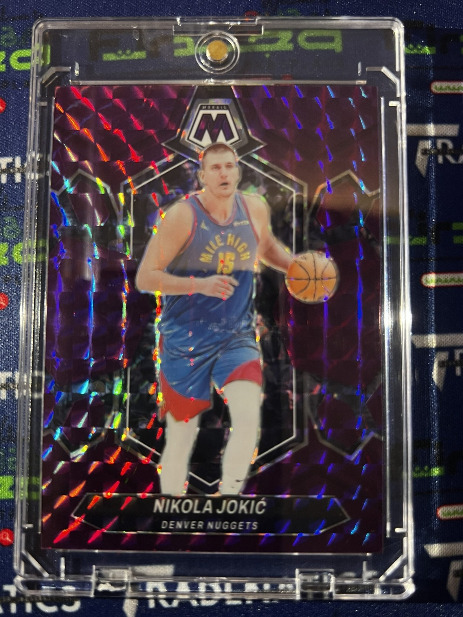 2023-24 Panini PRIZM Mosaic Nikola Jokic Purple /99 Denver Nuggets NBA MVP #47