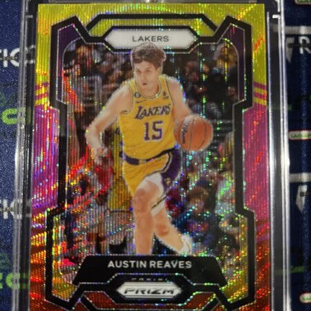 2023-24 Panini Prizm Choice Red Yellow Prizm 5/88 Austin Reaves #76 NBA Lakers