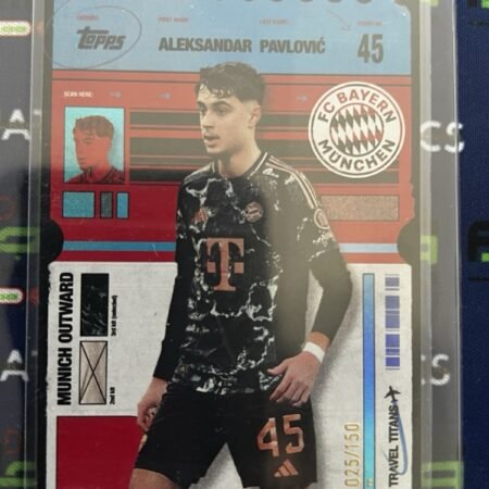 Fc Bayern München Aleksandar Pavlovic /150 Topps 2025 Travel Trading Card RARE