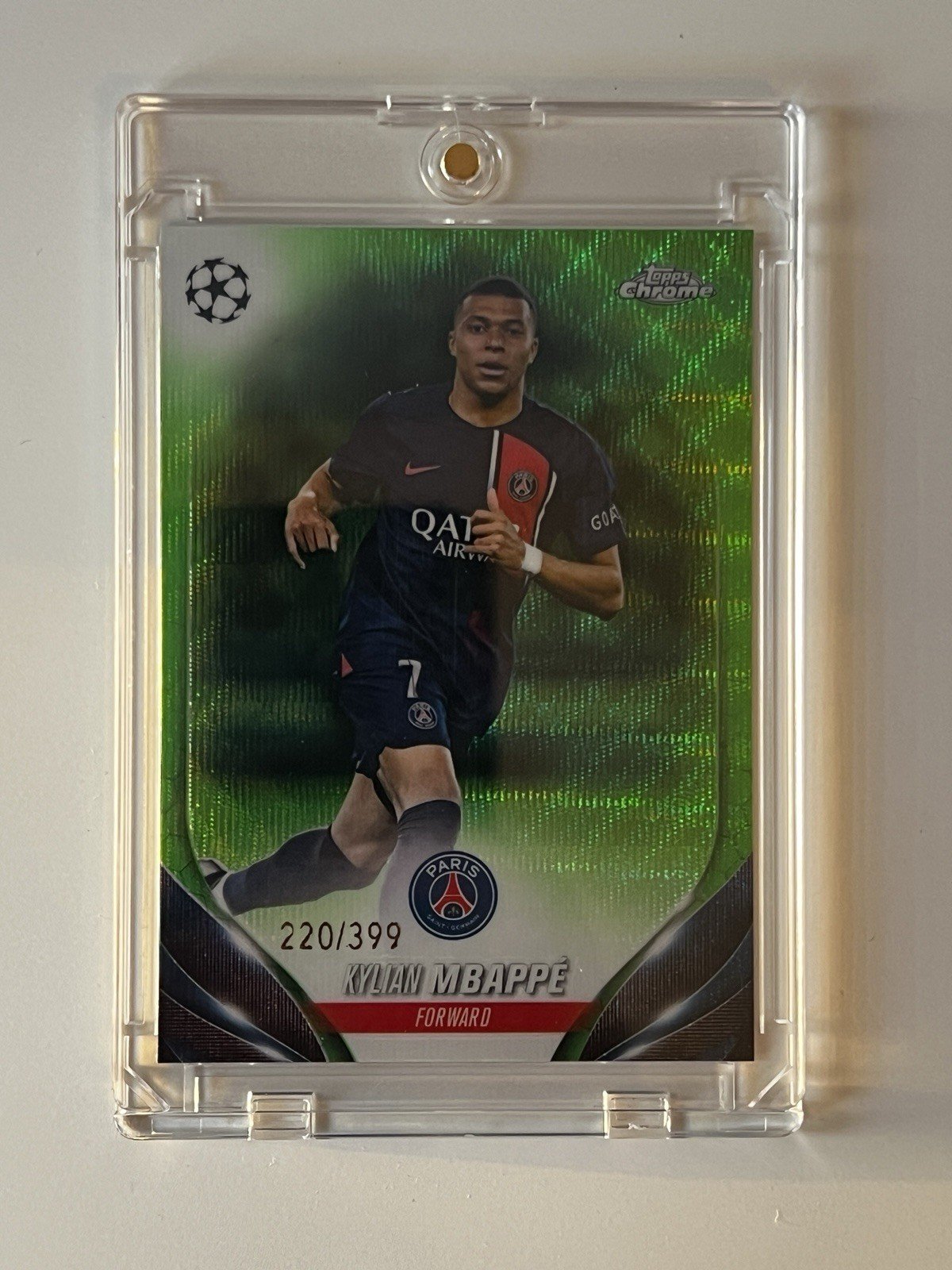 Kylian Mbappe 2023 Topps Chrome Green Wave RARE Limited 220/399
