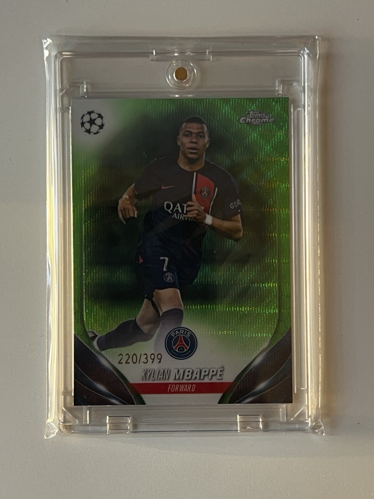 Kylian Mbappe 2023 Topps Chrome Green Wave RARE Limited 220/399 - Image 3
