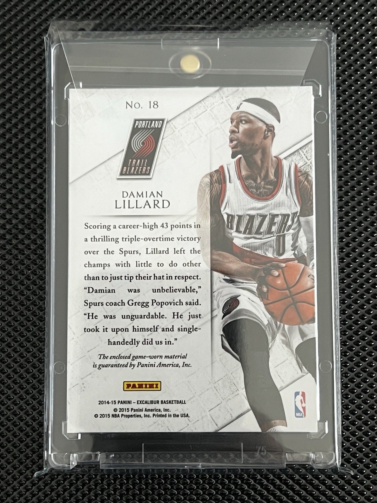 Damian Lillard 2014-15 Panini Excalibur Patch Relic NBA Trading Cards - Image 2