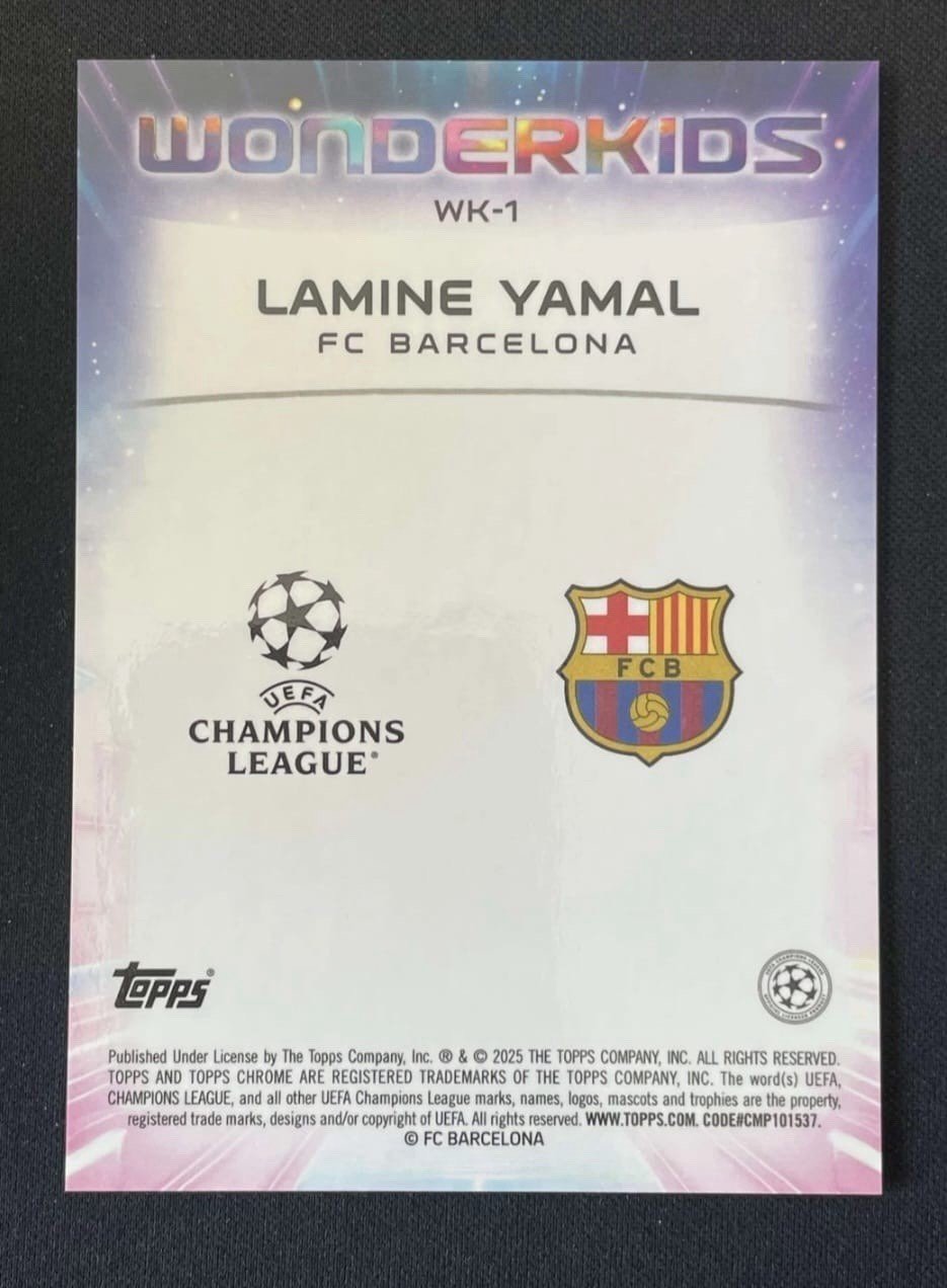 Lamine Yamal 21/75 2024-25 Topps Chrome UCC Wonderkids #WK-1 RARE Limited - Image 2
