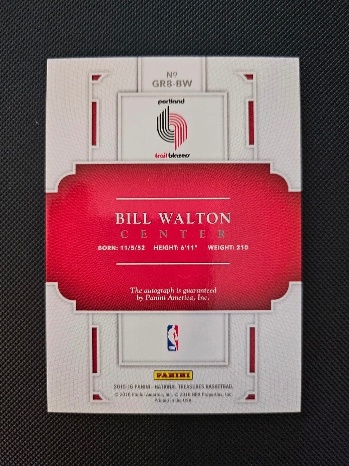 Bill Walton Auto 2015-16 Panini National Treasures Basketball 80/99 NBA RARE - Image 2