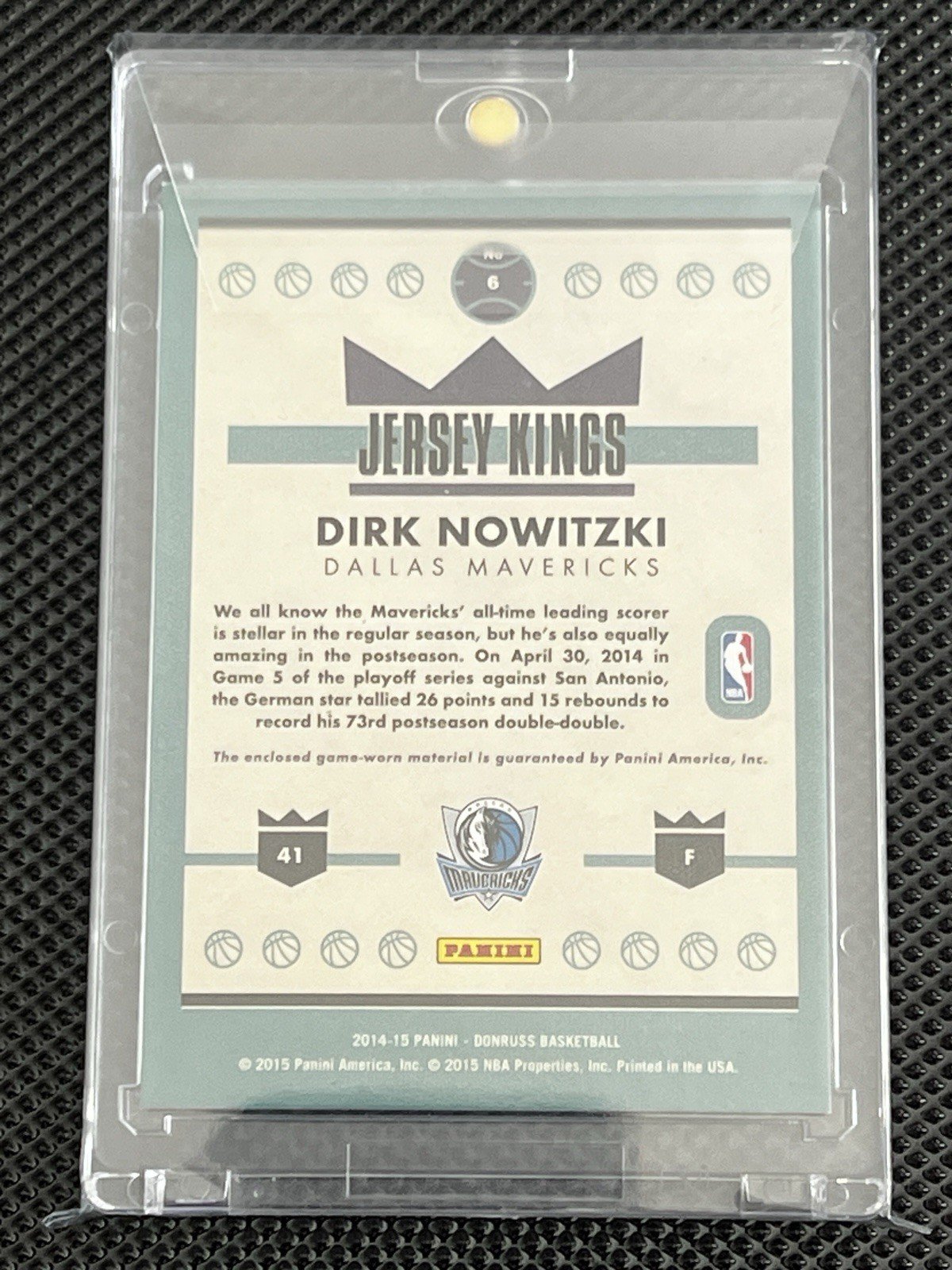 Dirk Nowitzki 2014-15 Panini Donruss Jersey Patch Relic NBA Trading Cards - Image 2