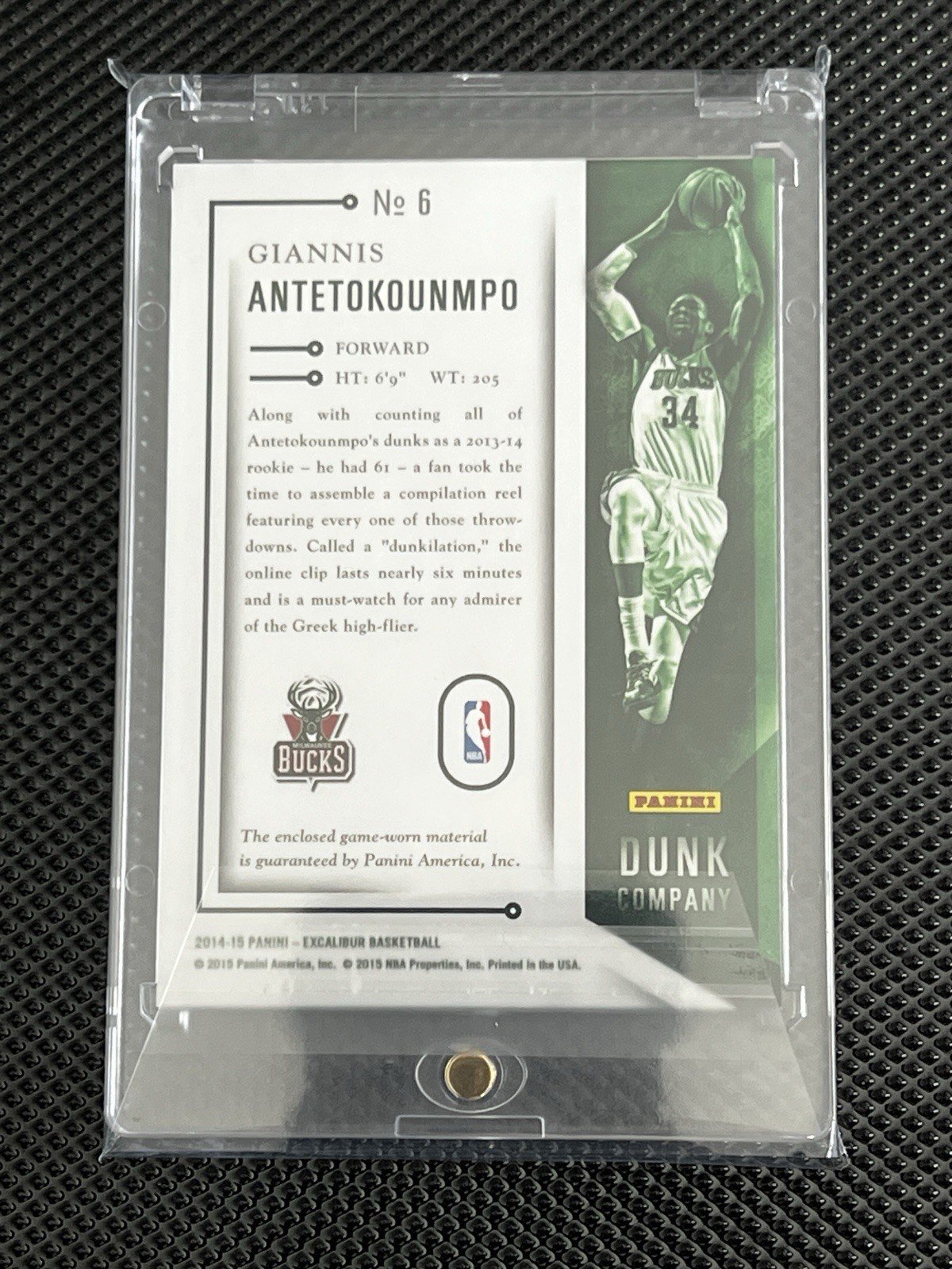 Giannis Antetokounmpo 2014-15 Panini Excalibur Dunk Patch Relic NBA MVP - Image 2