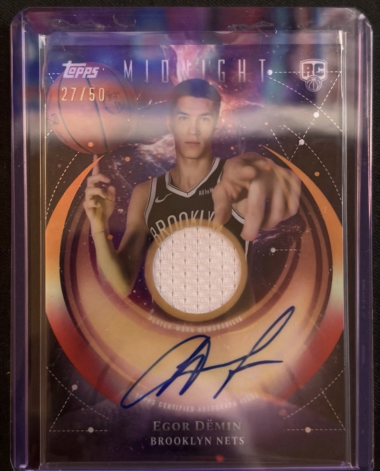 2025-26 Midnight Rookie Patch Auto ON-Card Egor Demin Rookie RC /50 Brooklyn