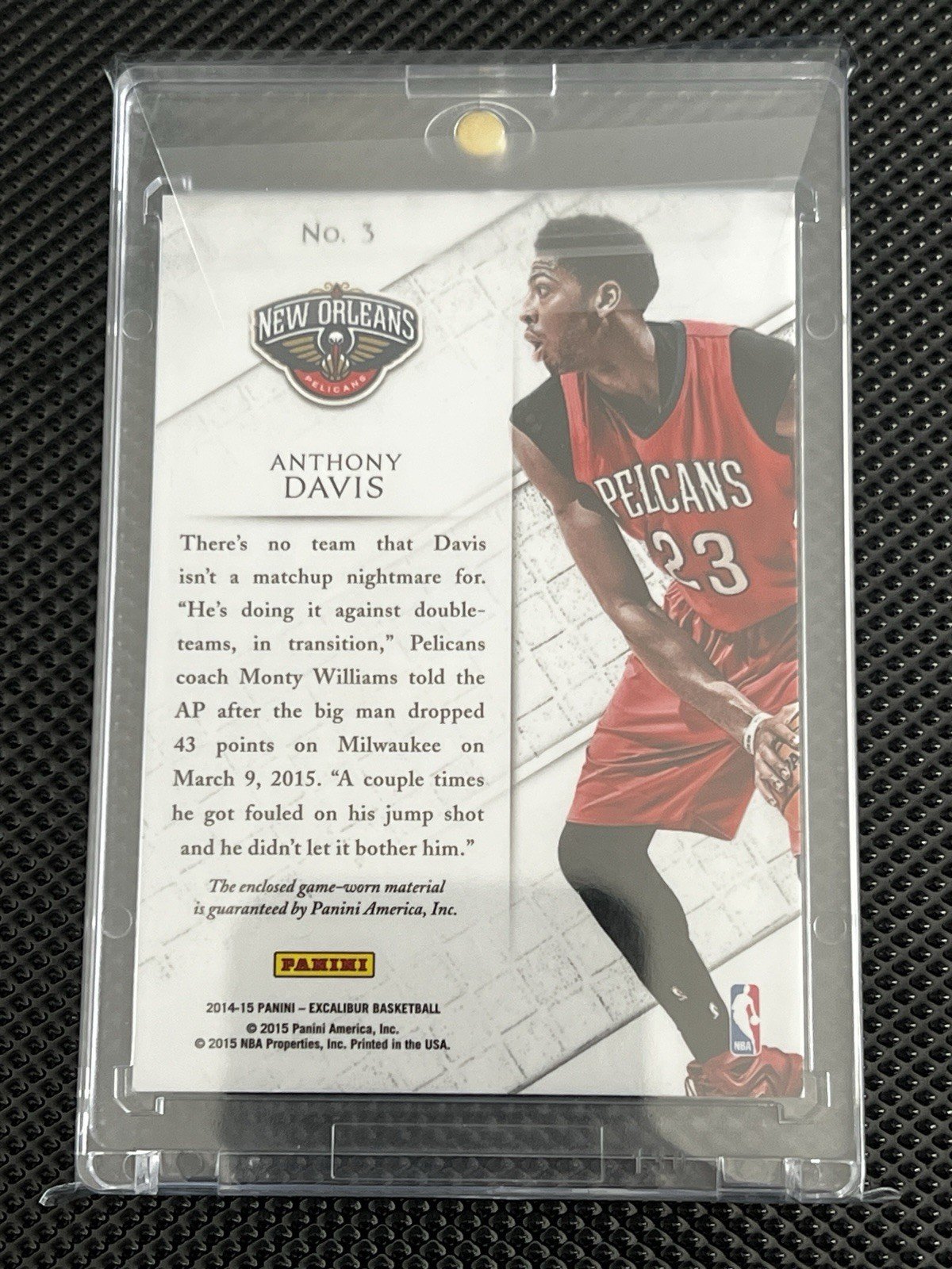 Anthony Davis 2014-15 Panini Excalibur Patch Relic NBA Trading Cards RARE - Image 2