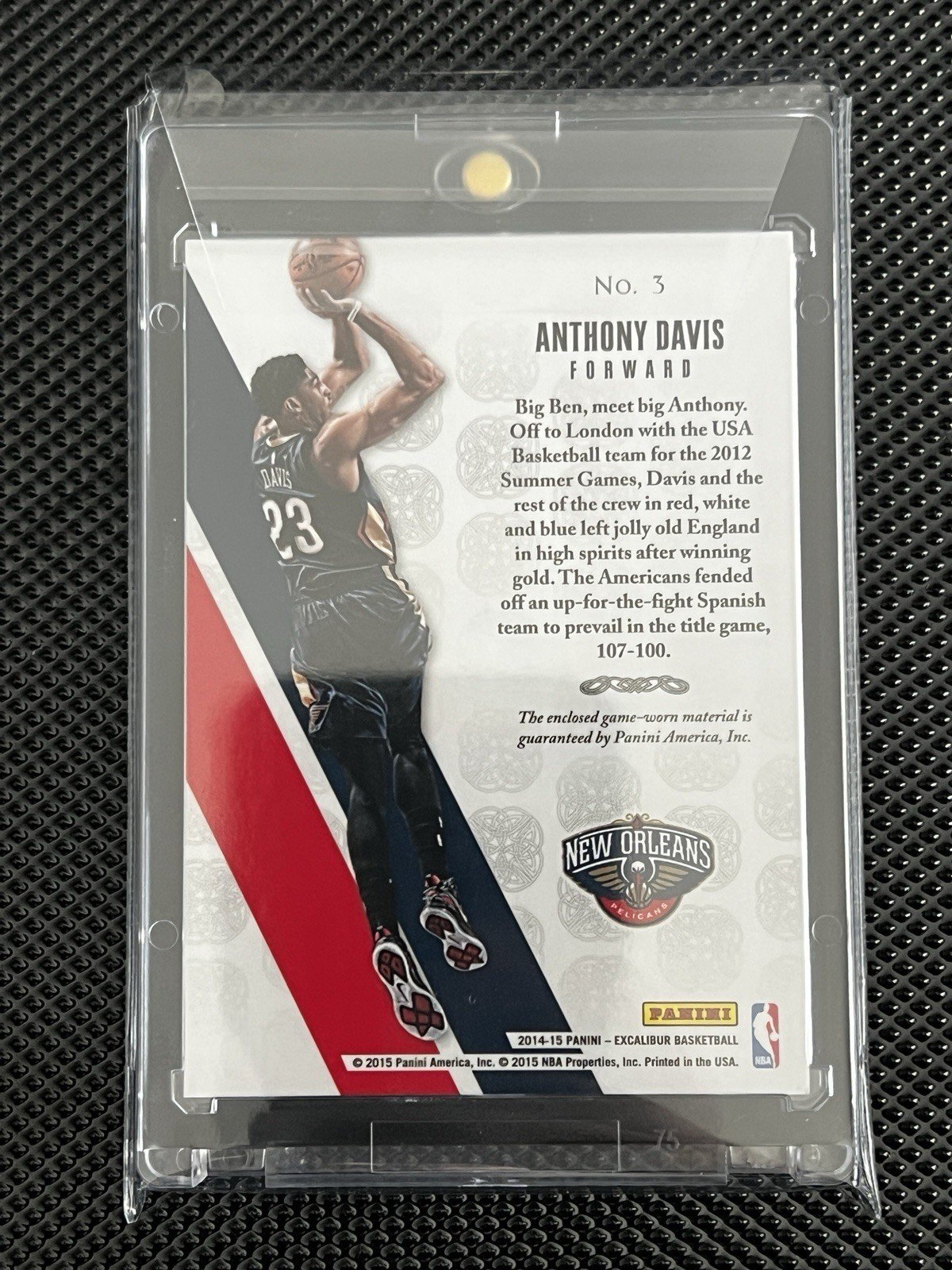 Anthony Davis 2014-15 Panini Excalibur Team USA Patch Relic NBA Trading Cards - Image 2