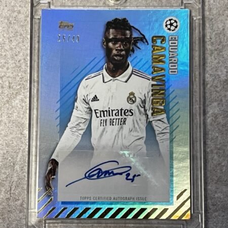 Eduardo Camavinga Real Madrid Auto Autopraph 25/49 Topps Blue PRIZM RARE