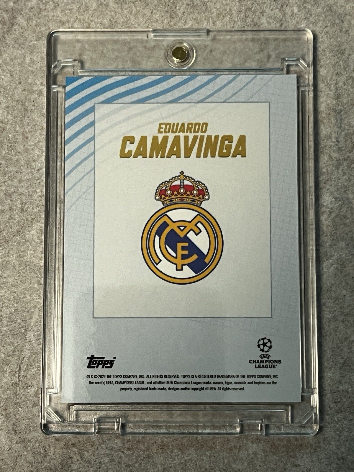 Eduardo Camavinga Real Madrid Auto Autopraph 25/49 Topps Blue PRIZM RARE - Image 2