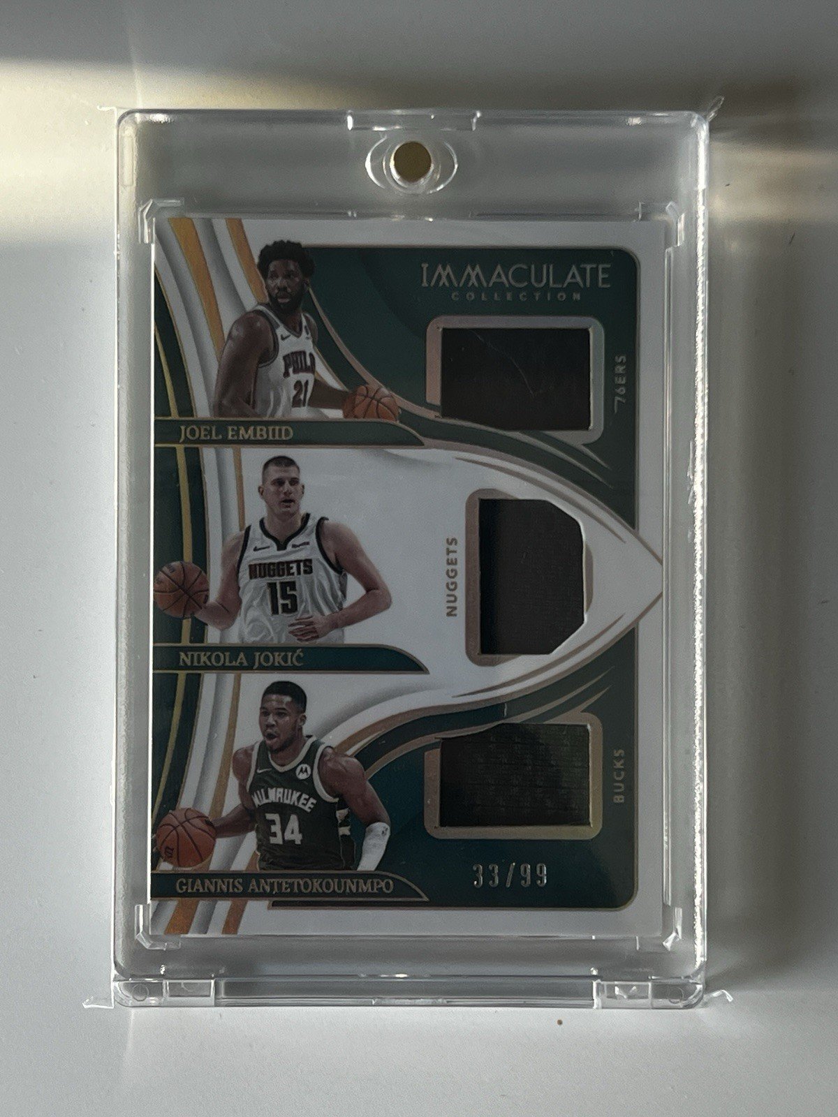 Joel Embiid - Nikola Jokic - Giannis Antetokounmpo Panini Triple Jerseys 33/99