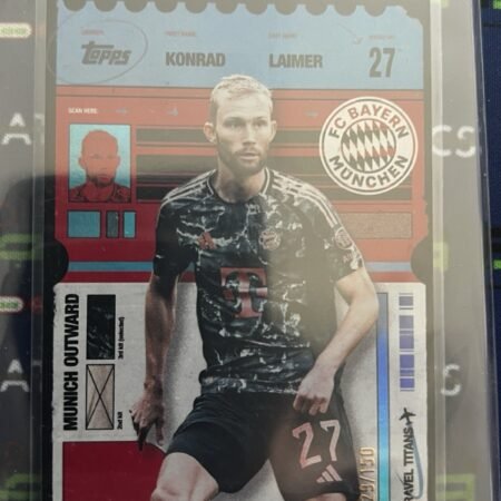 Fc Bayern München Konrad Laimer /150 Topps 2025 Travel Trading Card RARE