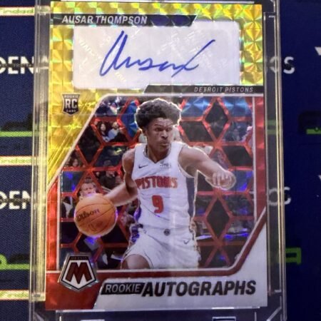 2023-24 Panini Mosaic Rookie Choice Prizm Red/ Gold Ausar Thompson Auto Rookie
