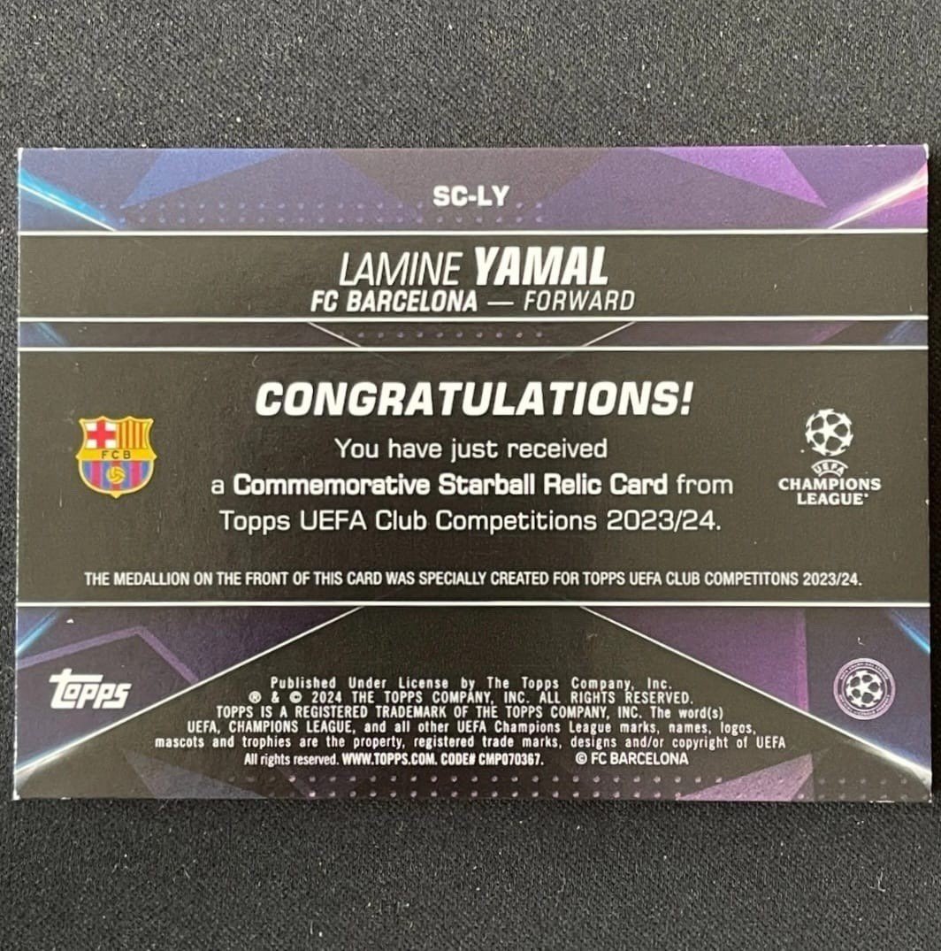 Lamine Yamal RC Rookie 2023-24 Topps Starball UEFA UCC RARE FC Barcelona - Image 2