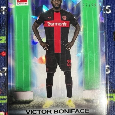 Victor Boniface #UB-6 Green Refractor /99 2023-24 Topps Chrome Bundesliga Soccer