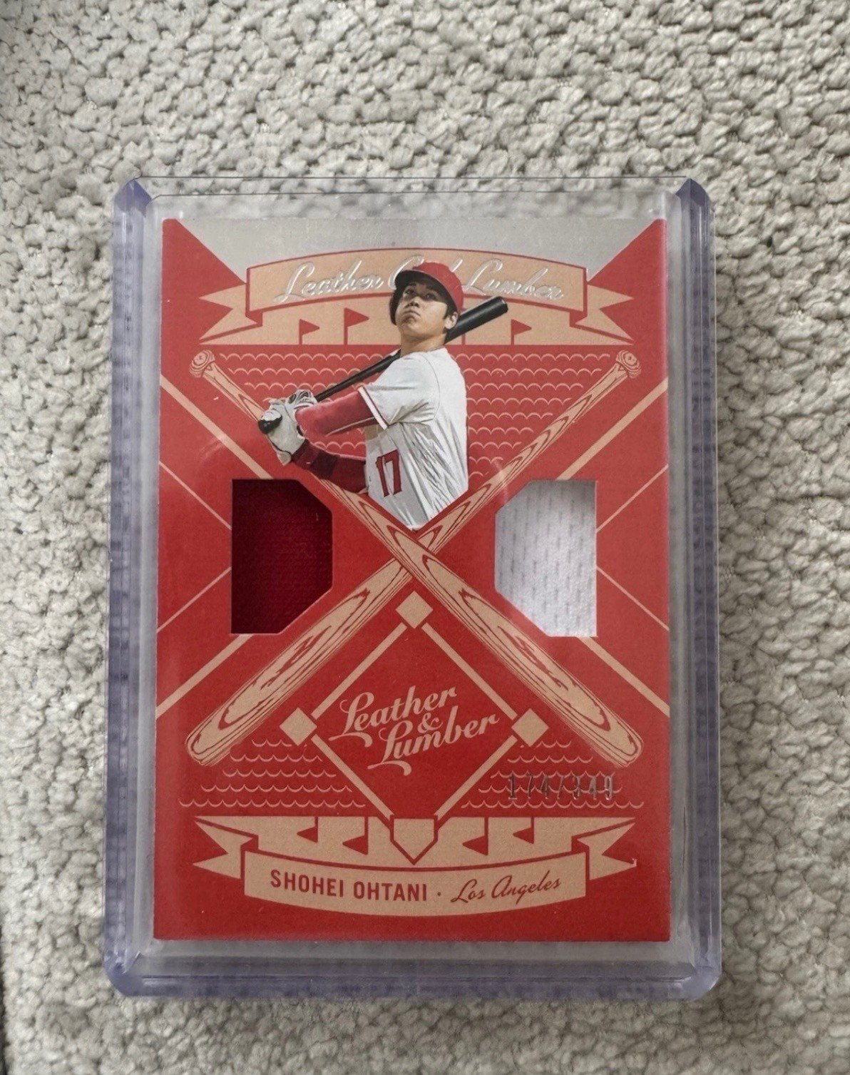 Shohei Ohtan 2019 Panini Leather & Lumber Baseball Game Worn Patch MLB 174/349