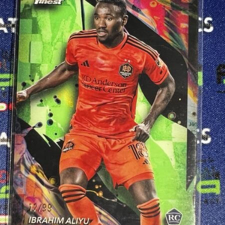 Ibrahim Aliyu - 2024 Topps Finest MLS Neon Green Refractor RC /99 - Houston