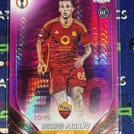 TOPPS CHROME UCC 23-24 RICCARDO PAGANO RC Rookie MAGENTA X-FRACTOR /99 AS Roma