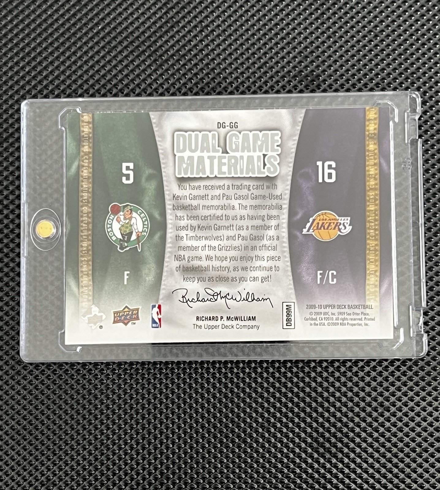 2009-2010 Upper Deck Dual Game Materials Kevin Garnett - Pau Gasol NBA Trading - Image 2