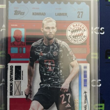 Fc Bayern München Konrad Laimer /150 Topps 2025 Travel Trading Card RARE