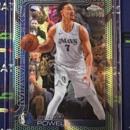 Dwight Powell 2025 Topps Chrome #223 Aqua Basketball Refractor /199 Dallas NBA