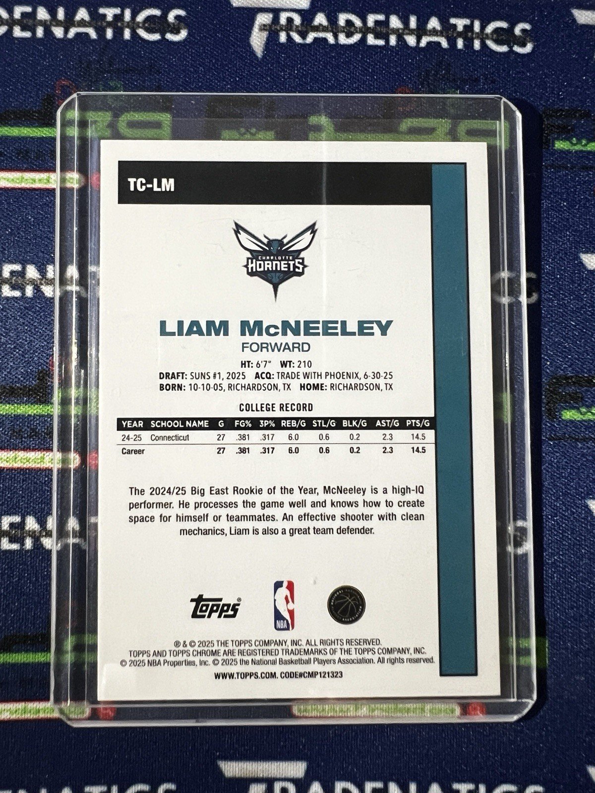 2025-26 Topps Basketball 45th Anniversary Mojo Liam McNeeley Rookie RC Hornets - Image 2