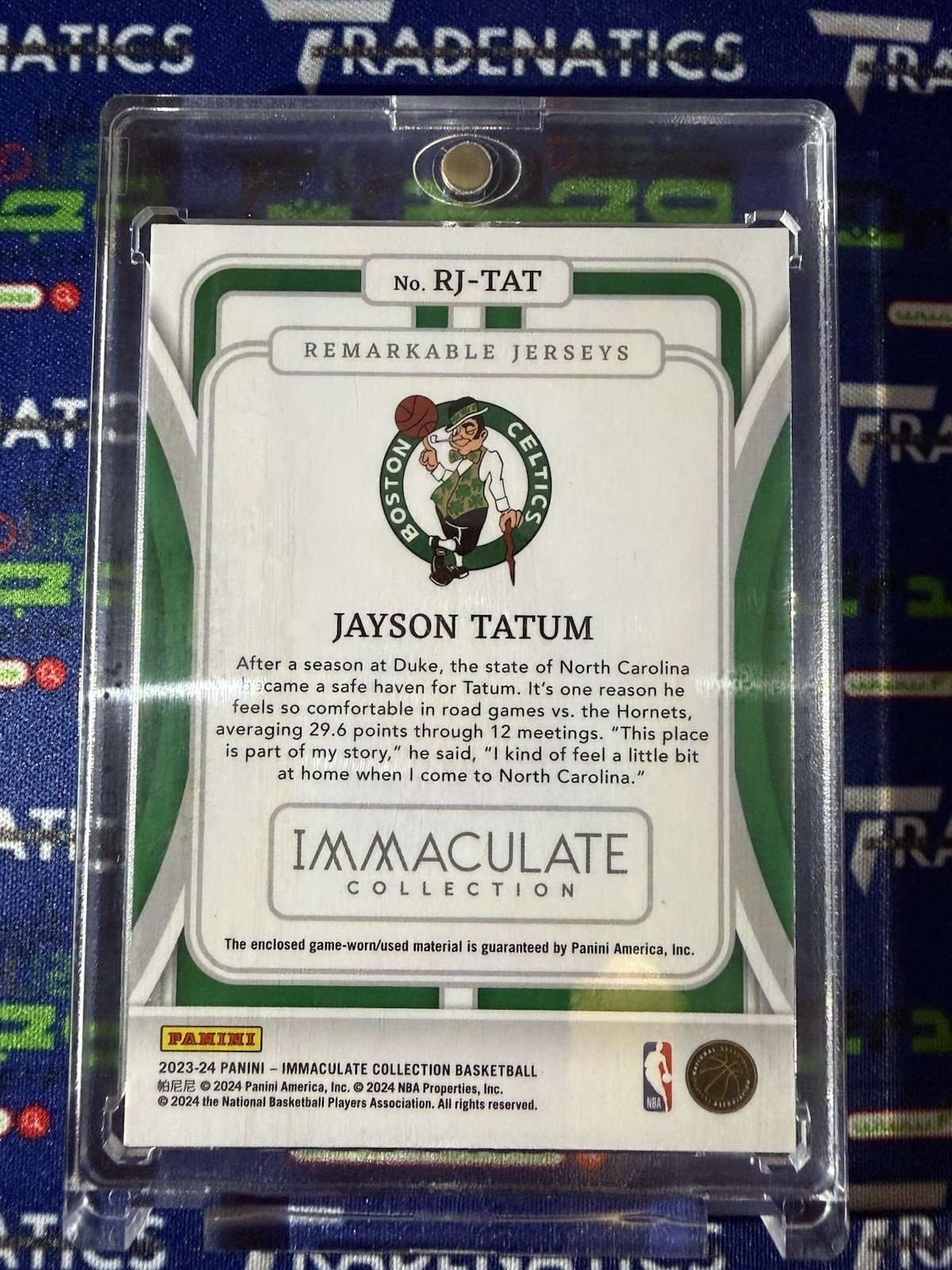 Jayson Tatum 2023-24 Panini Immaculate Remarkable Patch Memorabilia /99 #RJ-TAT - Image 2